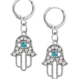 Young & Forever Silver-Plated White & Blue Circular Hoop Earrings-10