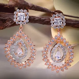 Saraf RS Jewellery Rose Contemporary Drop Earrings-30