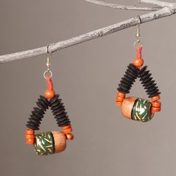 AAKRITI ART CREATIONS Brass-Plated Beaded Classic Drop Earrings-21
