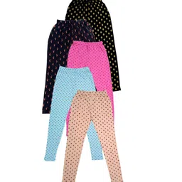 IndiWeaves Girls Pack Of 5 Printed Pure Cotton Leggings-image-21