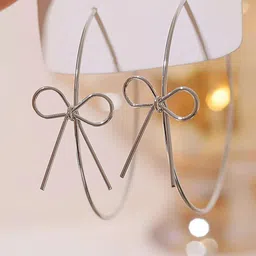 Unwind by Yellow Chimes Silver-Plated Contemporary Hoop Earings-30