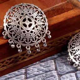 VIRAASI Silver-Plated Beaded Studs Earrings-image-50