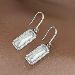 Peora Silver Plated Cubic Zirconia Studded Drop Earrings-image-78