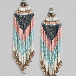 RICHEERA Pink & Blue Contemporary Beaded Drop Earrings-0