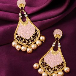 CELEBRAVO Brass-Plated Floral Drop Earrings-image-92