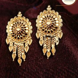 Vighnaharta Gold-Plated Floral Drop Earrings-image-28