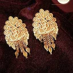 Vighnaharta Gold-Plated Floral Drop Earrings-54