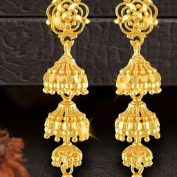 Vighnaharta Gold-Plated Floral Drop Earrings-63