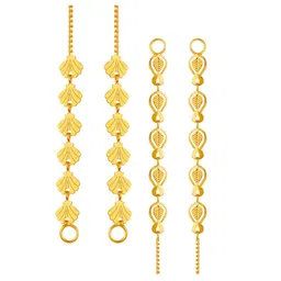 Vighnaharta Set Of 2 Gold-Plated Floral Ear Chains-27