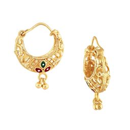 Vighnaharta Gold-Plated Floral Hoop Earrings-30