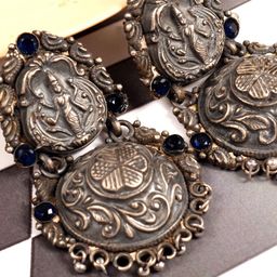 VIRAASI Silver-Plated Contemporary Oxidised Drop Earrings-image-21