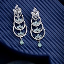 Aazeen Rhodium-Plated Crescent Shaped Drop Earrings-28