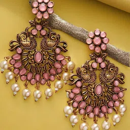 OOMPH Peacock Shaped Drop Earrings-13