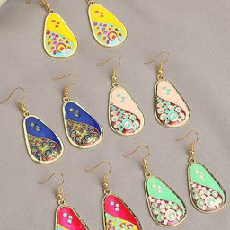 OOMPH Pack Of 5 Peacock Shaped Drop Earrings-54