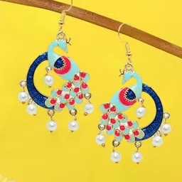 OOMPH Peacock Shaped Drop Earrings-42