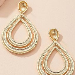 OOMPH Textured Double Layered Teardrop Shaped Drop Earrings image 3