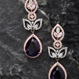 ZENEME Rose Gold-Plated Teardrop Shaped Drop Earrings-67