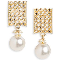 HOT AND BOLD Gold-Plated Stone Studded Drop Earrings-25