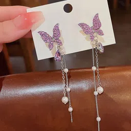 Krelin Silver-Plated Butterfly Shaped Drop Earrings-image-51