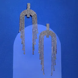 SOHI Silver-Plated Artificial Stones Drop Earrings-17