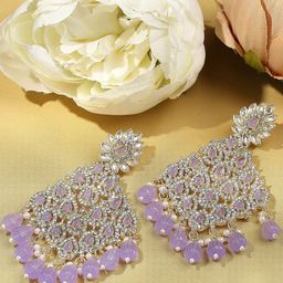 VATSALYA creation Gold-Plated Leaf Shaped Drop Earrings-picture-16
