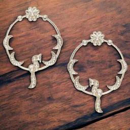 OOMPH Peacock Shaped Kundan Hoop Earrings-22