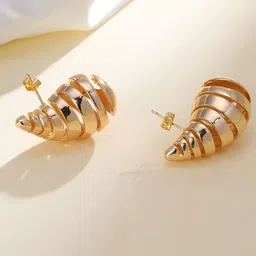 Fashion Frill Stainless Steel Gold Plated Studs Earrings-image-74