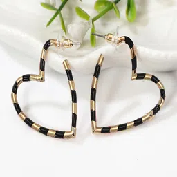 AQUASTREET Gold Plated Heart Shaped Half Hoop Earrings-image-4