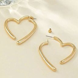 OOMPH Metal Heart Shaped Hoop Earrings-20