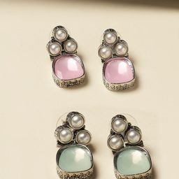 OOMPH Set Of 2 Square Drop Earrings-50
