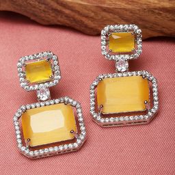 Kennice Rhodium-Plated Square Drop Earrings-23