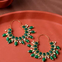 Yellow Chimes Green & Gold-Toned Contemporary Hoop Earrings-picture-28