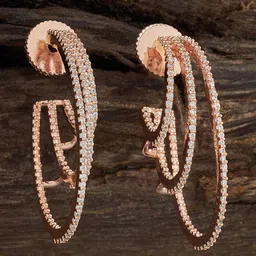 Kushal's Fashion Jewellery Rose Gold-Plated Cubic Zirconia Studded Half Hoop Earrings-14