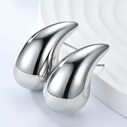 Softwrap Silver-Plated Stainless Steel Teardrop Shaped Drop  Earrings-image-23
