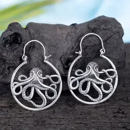Studio One Love Silver-Plated Oxidised Hoop Earrings-image-46