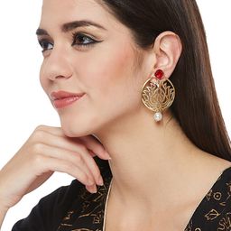PANASH Gold-Plated & Red Classic Drop Earrings-8