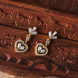 HOT AND BOLD Gold-Plated Zircon Heart Shaped Drop Earrings-image-6