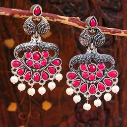 Crunchy Fashion Silver Plated Oxidised Classic Drop Earrings-image-37