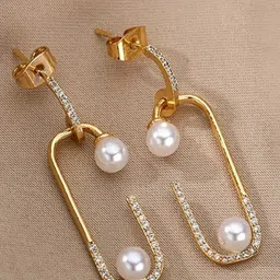 VAGHBHATT Gold-Plated Stainless Steel Geometric Drop Earrings-69