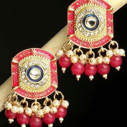 OOMPH Meenakari Contemporary Drop Earrings-26