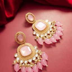 aadita Gold-Plated Kundan-Studded & Pearl Beaded Chandbalis-12