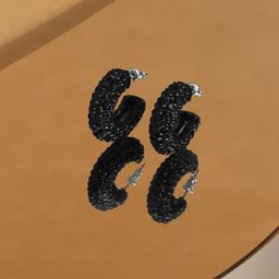 Accessorize Chunky Encrusted Crystals Geometric Half Hoop Earrings-34