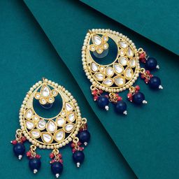 aadita Gold-Plated & White Circular Chandbalis Earrings-6