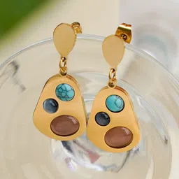 SWASHAA Gold-Plated Stainless Steel Contemporary Drop Earrings-26