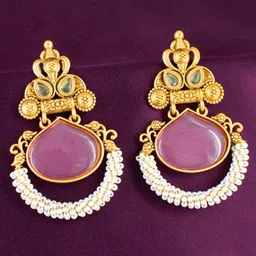 PRIVIU Gold Plated Contemporary Drop Earrings-36