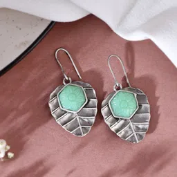 DASTOOR Silver-Plated Leaf Shaped Drop Earrings-12