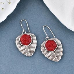 DASTOOR Silver Plated Oxidised Drop Earrings-image-60