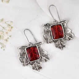 DASTOOR Silver Plated Oxidised Drop Earrings-picture-21