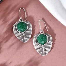DASTOOR Silver-Plated Contemporary Oxidised Drop Earrings-image-22