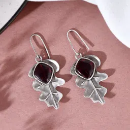 DASTOOR Silver-Plated Contemporary Oxidised Drop Earrings-image-16